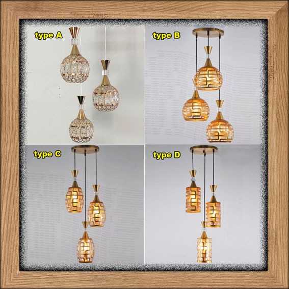 Lampu Hias Gantung susun 3 void Minimalis modern elegan lighting living dining table master bed room