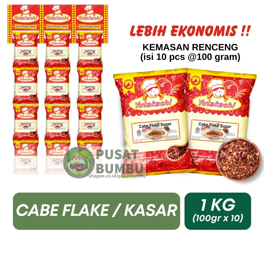 

[RENTENG] Cabe Flake / Cabe Bubuk Kasar 100gr x 10pcs / Pusat Bumbu Rempah