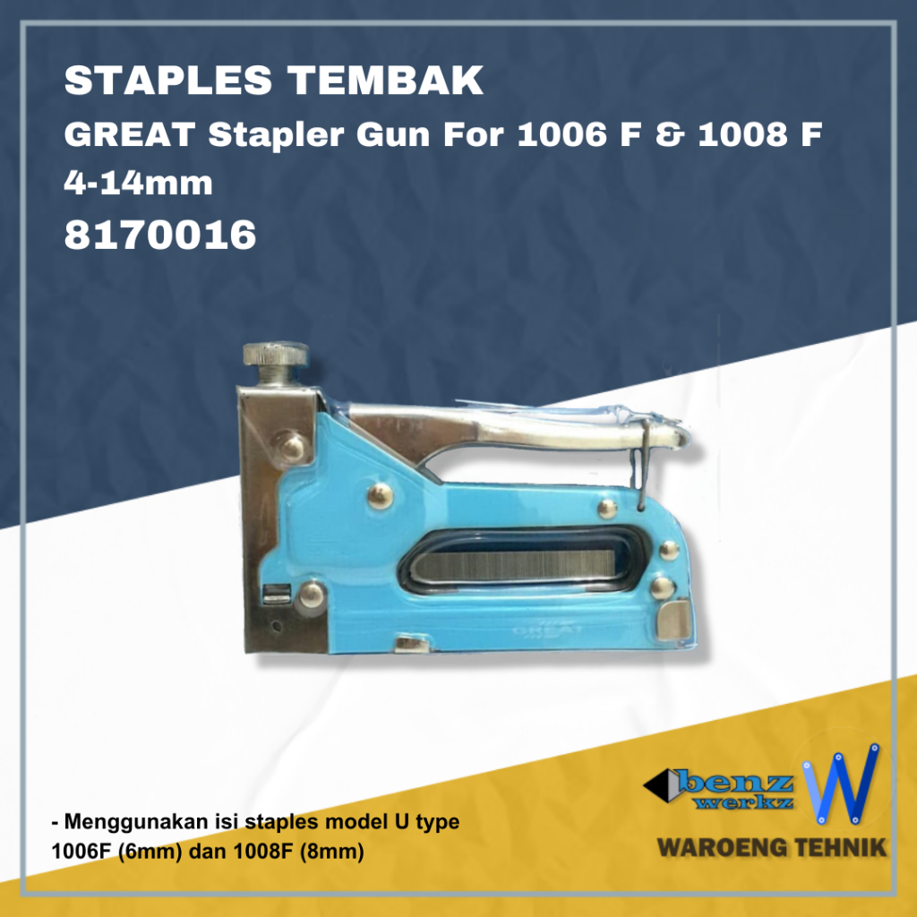 

Staples Tembak GREAT Stapler Gun For 1006 F & 1008 F 4-14mm 8170016