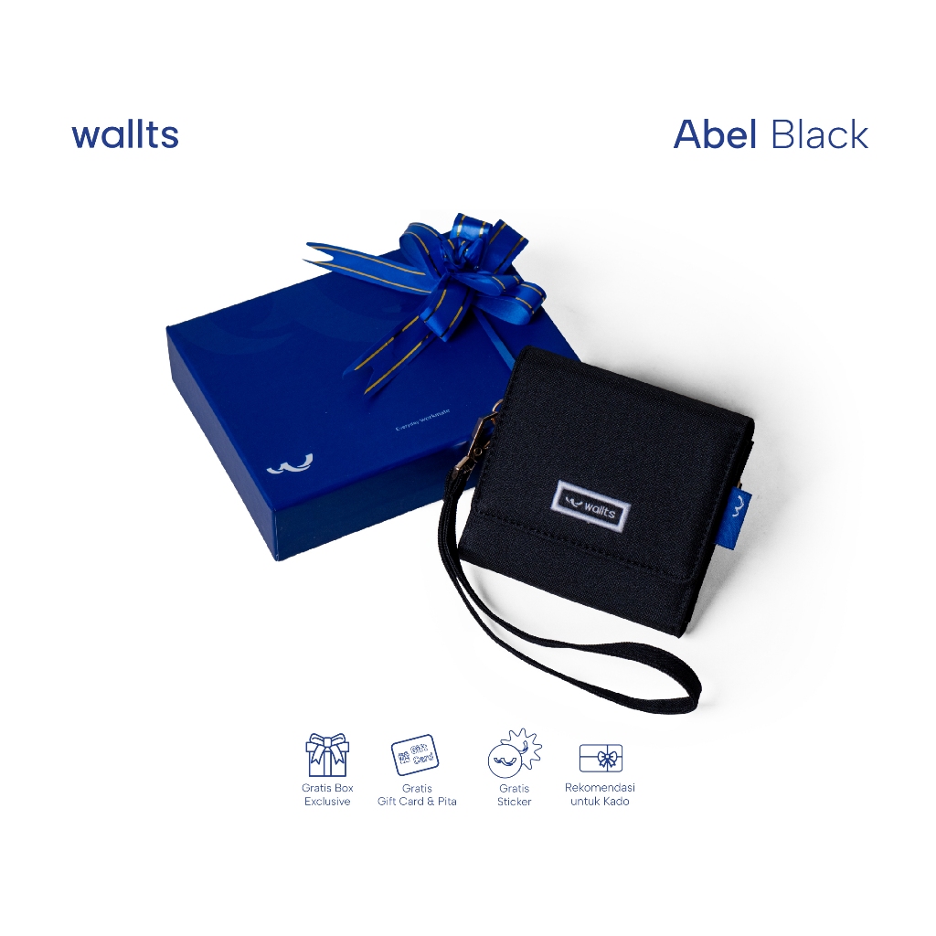 Wallts Abel Black - Dompet Wanita Dompet Koin Wanita Dompet Kanvas Mini Kecil