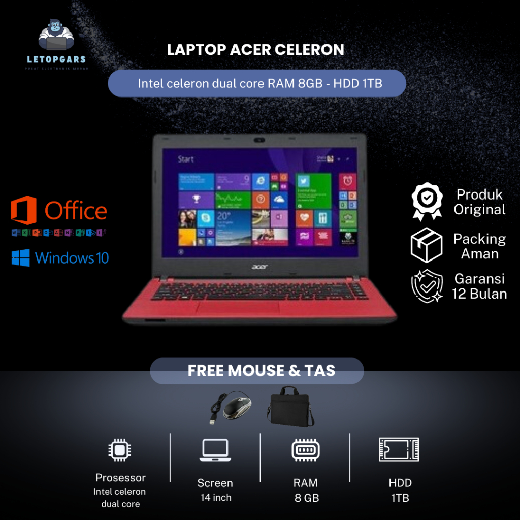 LAPTOP ACER CELERON // RAM 8GB - HDD 1TB