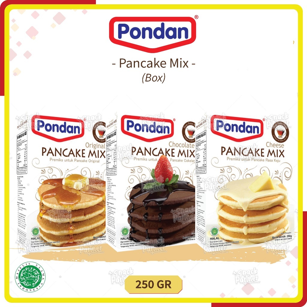 

Tepung Kue / Baking Flour Premix Pondan Pancake 250 Gr Rasa Cheese, Original, Chocolate, Whip Cream 150 Gr, Pouch 125 Gr Coklat, Keju, Ori, Whip 100 Gr
