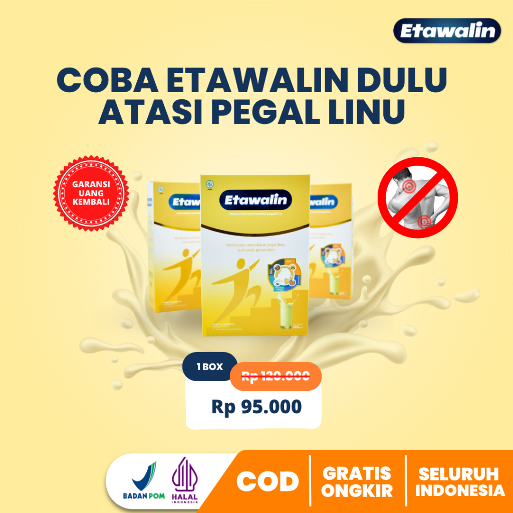 

Etawalin - Pereda pegal linu dengan susu kambing etawa Asli mengandung bahan herbal Alami Halal BPOM
