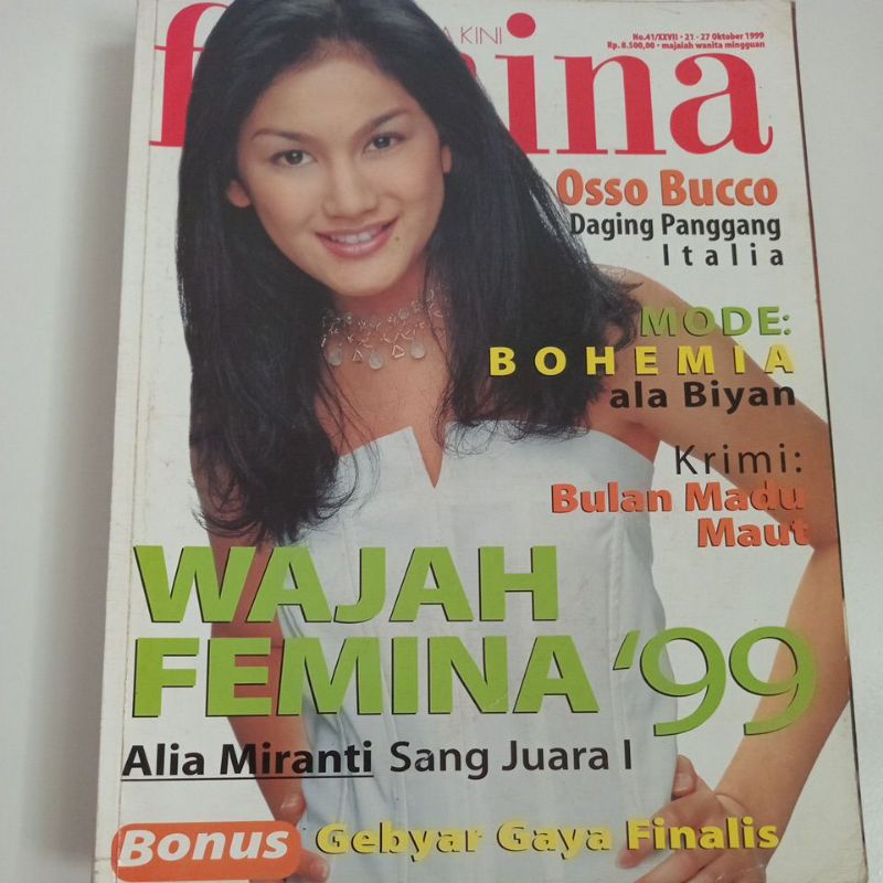 Majalah Femina Tahun 1999 Cover Kemenangan Alia Miranti