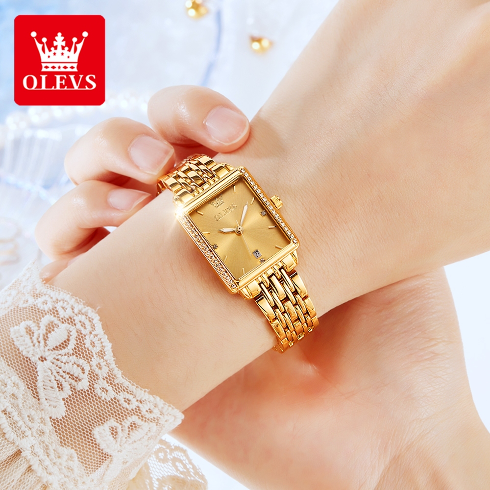 favorit olevs jam tangan wanita anti air original 2026 terbar asli analog elegan emas kalender