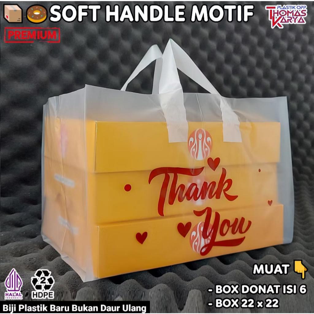 ECER Kantong Plastik 30x30 Box Donat Isi 6 Soft Handle Kemasan Bening Dus Pizza Brownies