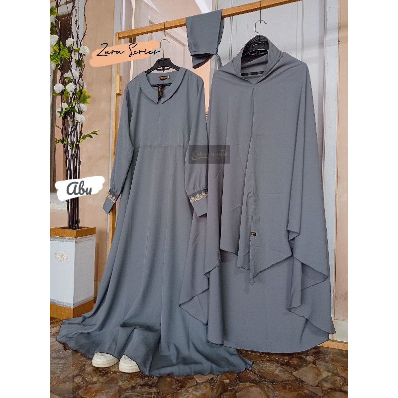 Set Gamis Dewasa Terbaru Zura Series Bahan Wolfis Lux Dan Jetblack