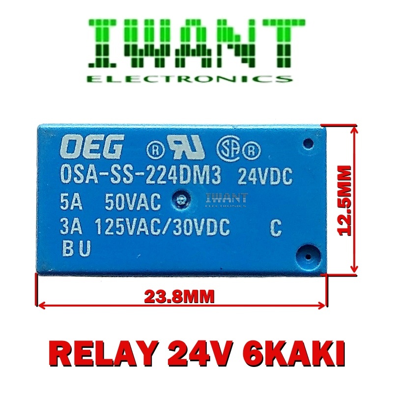 RELAY 24VDC 6PIN 5A RELAY 24V 4A 6 PIN RELAY 24V 6KAKI OEG OSA-SS-224DM3 24VDC