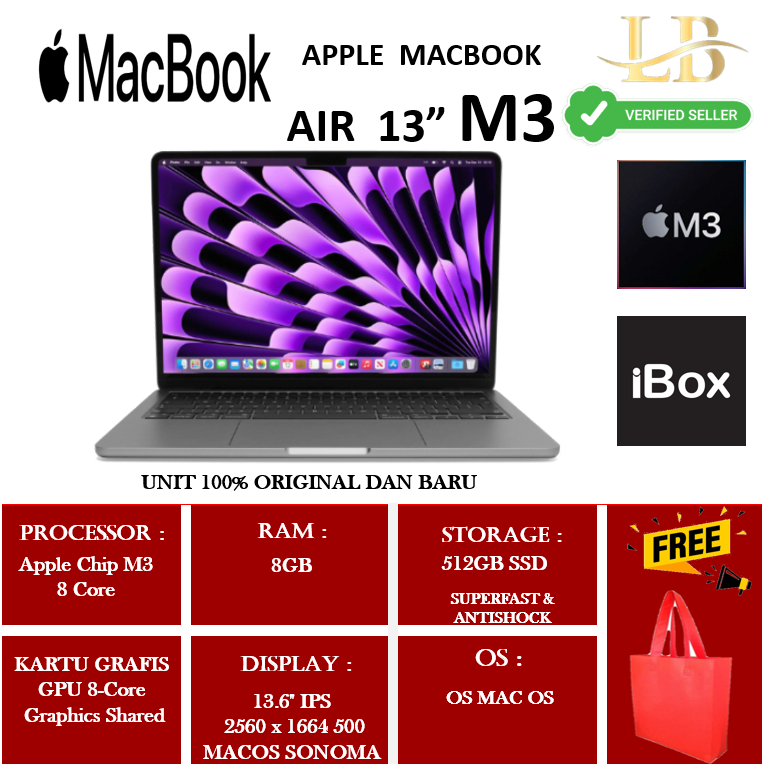Resmi Macbook Air M3 Garansi Ibox