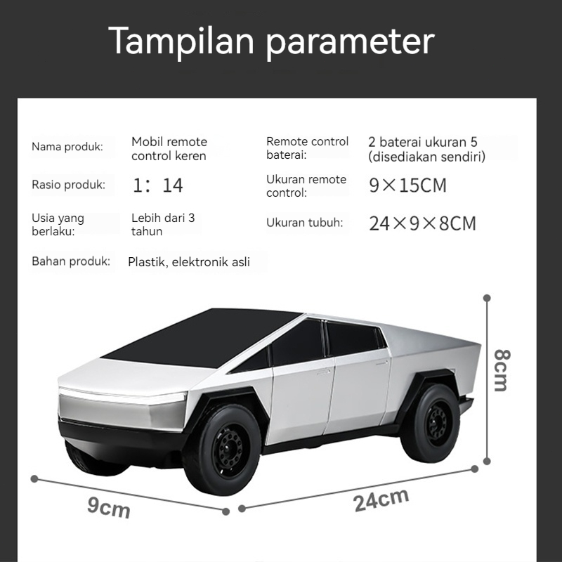 

CODKuboy Mobil dengan remote control 2.4Ghz Truk pickup saber Tesla Cyber Truck Mobil mainan 1:14