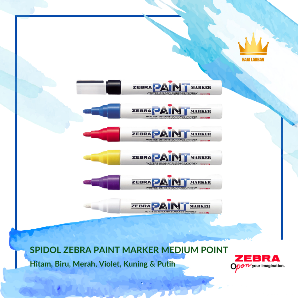 

Spidol Tinta Permanen Spidol Zebra Paint Marker Medium Point/ 6 Varian Warna - Pcs