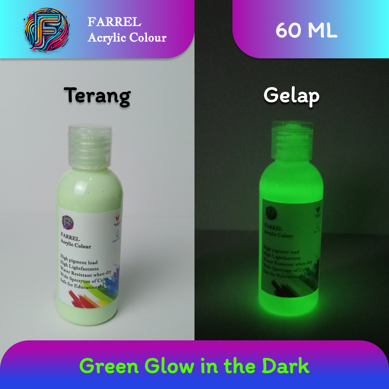

Cat Akrilik / Lukis / Kanvas / Mural Glow In The Dark series isi 60 ML Farrel Acrylic Colour