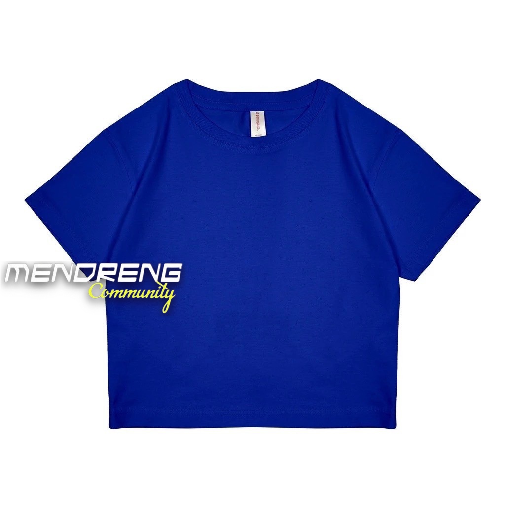 Kaos Crop Top Polos Biru Elektrik Motif Terlaris