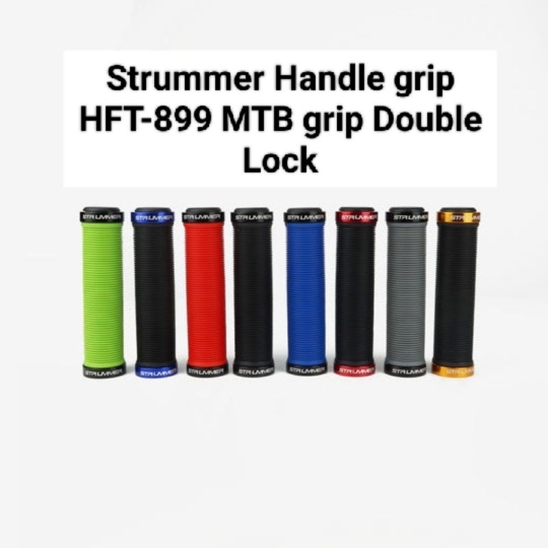 Handle grip Strummer HFT-899 ribbed double lock handel grip sepeda mtb