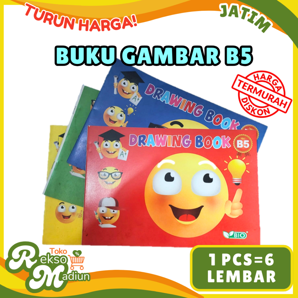 

BUKU GAMBAR MEWARNAI B5 Kecil Isi 6 Lembar Per Buku - Drawing Book Sketsa Anak Merek BIO