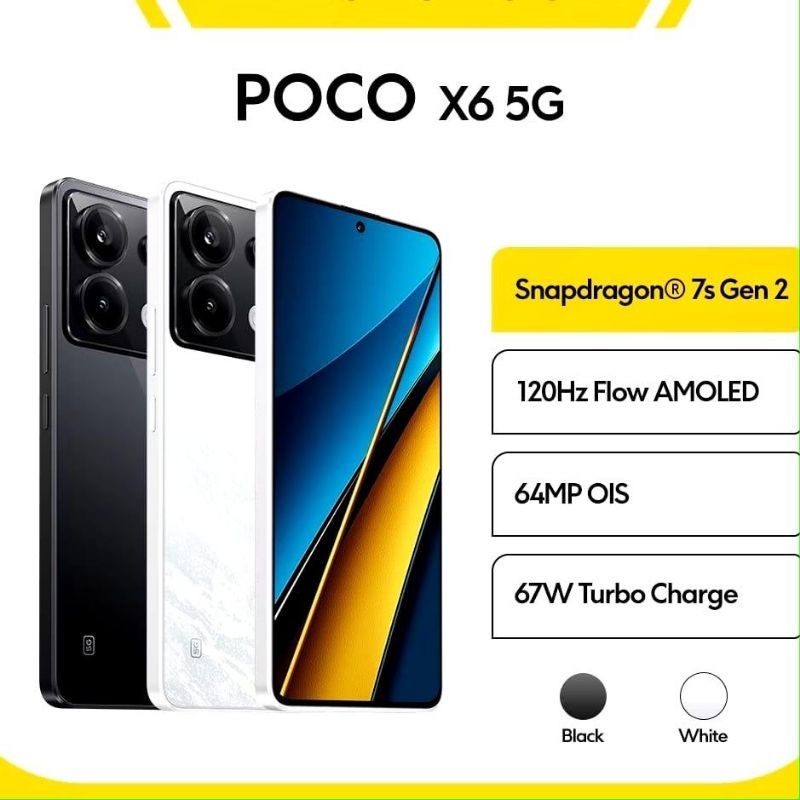POCO X6 5G NFC RAM 12GB/256GB SNAPDRAGON 7S GEN 2 AMOLED 120Hz GARANSI RESMI