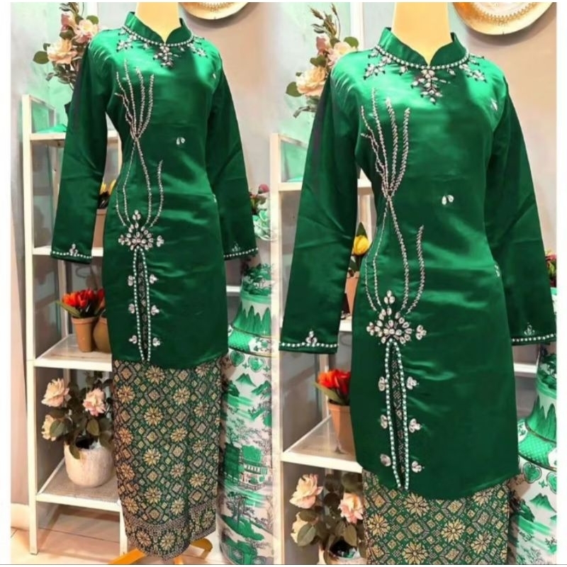 Set baju kurung melayu bridal motif payet//baju kurung belah pinggir//set kebaya kurung malaysia