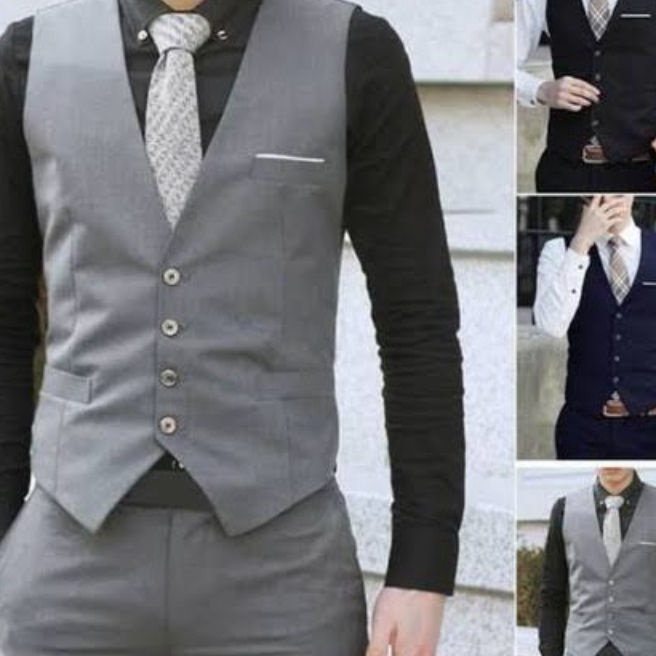 KI3 Vest Pria Hitam Formal Setelan Dalaman Jas Pria