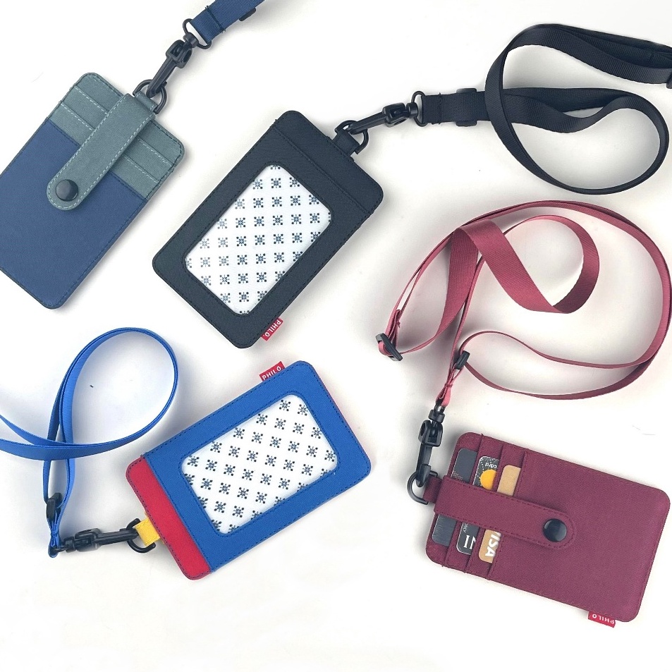 

Produk Berkualitas ID card holder dompet gantung name tag kartu lanyard kain polos philo