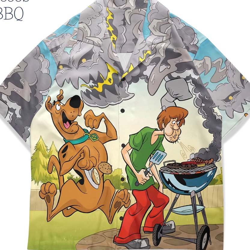 KP8 Kemeja Pria Lengan Pendek Motif  Scoob BBQ