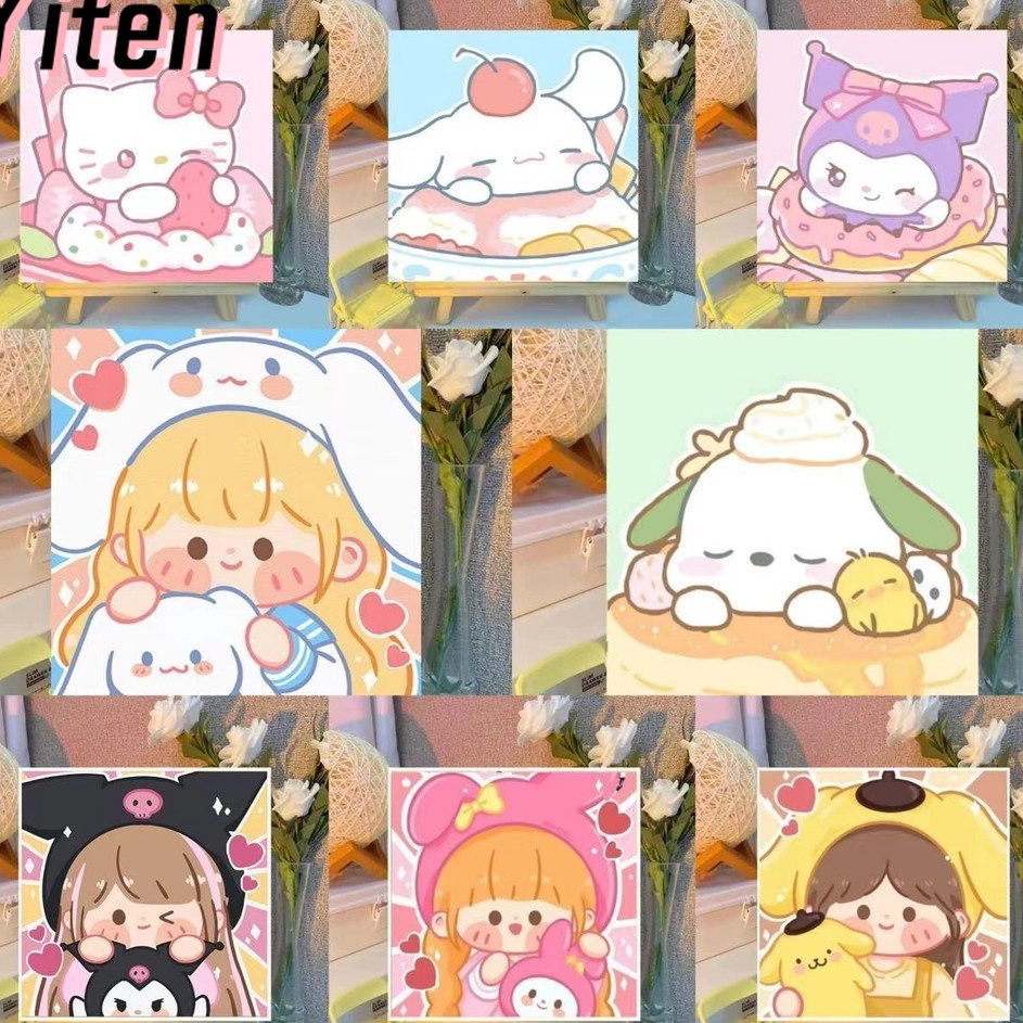 

Paket Surprise Yiten Paint By Number 2x2cm Kit Kartun DIY Painting Kit Canvas Paint By Number Digital Melukis