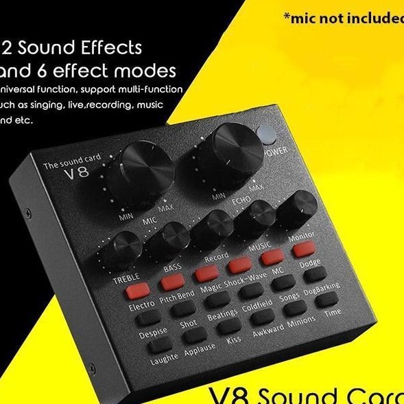 Garansi Resmi  SOUNDCARD V8 PLUS LENGKAP MIC V8 SOUND CARD WITH BM8 MICROPHONE LIVE BROADCAST EQUIPM