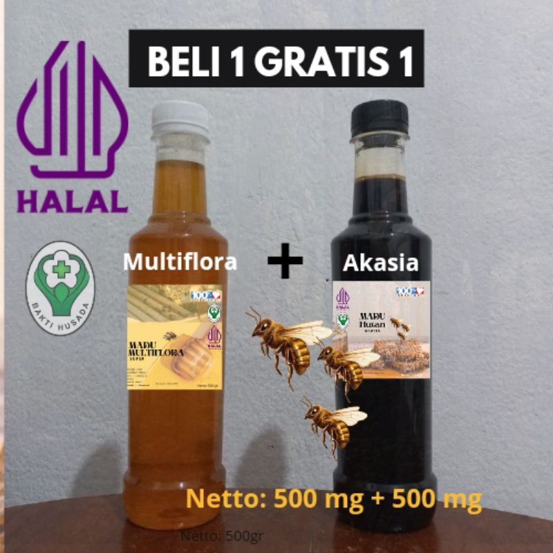 

EXCLUSIVE HONEY FIVE STARS [BELI 1 GRATIS 1] MADU HUTAN AKASIA + MULTIFLORA