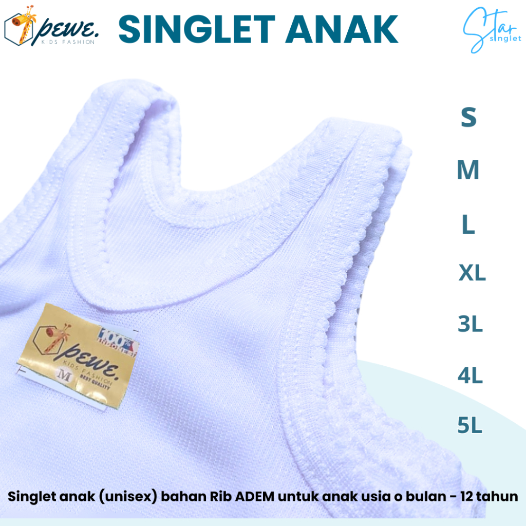 Singlet Kaos Dalem Anak Kaos Kutang anak Perempuan dan Laki Laki Tangtop Anak Sampai Remaja Putih