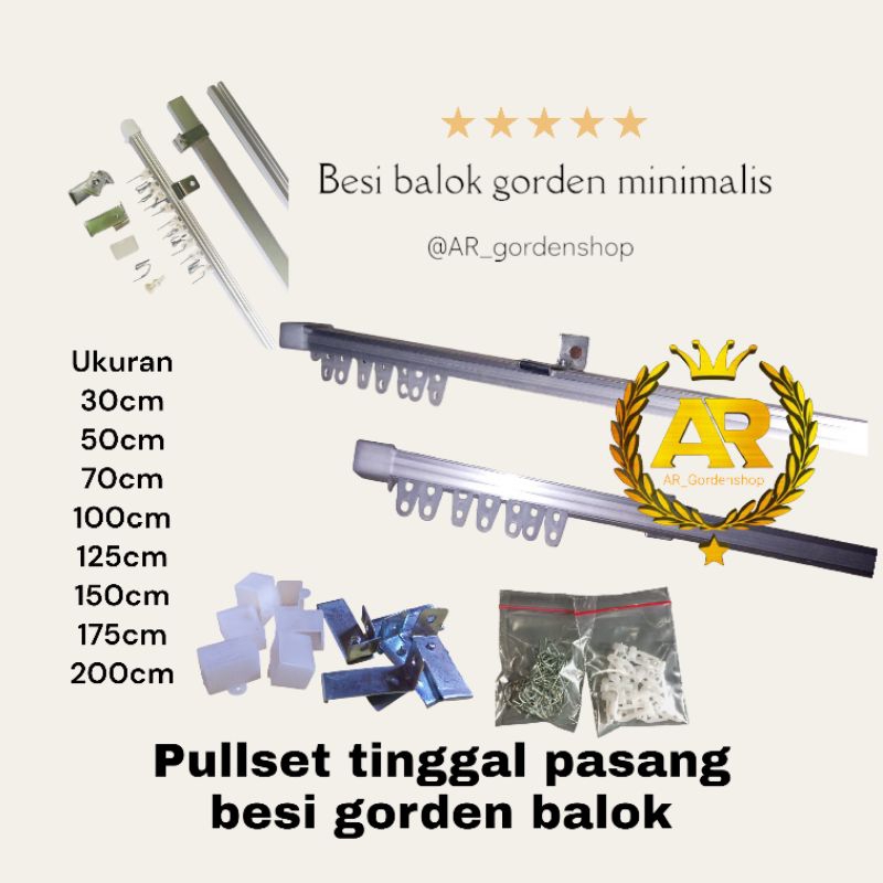 tiang gorden balok gorden pullset besi gorden pengait gorden balok minimalis lengkap sama alat -alat