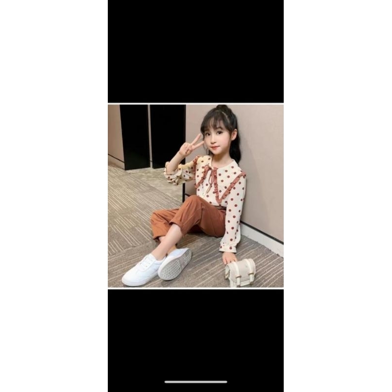 setelan baju anak perempuan premium import bangkok satu set baju anak