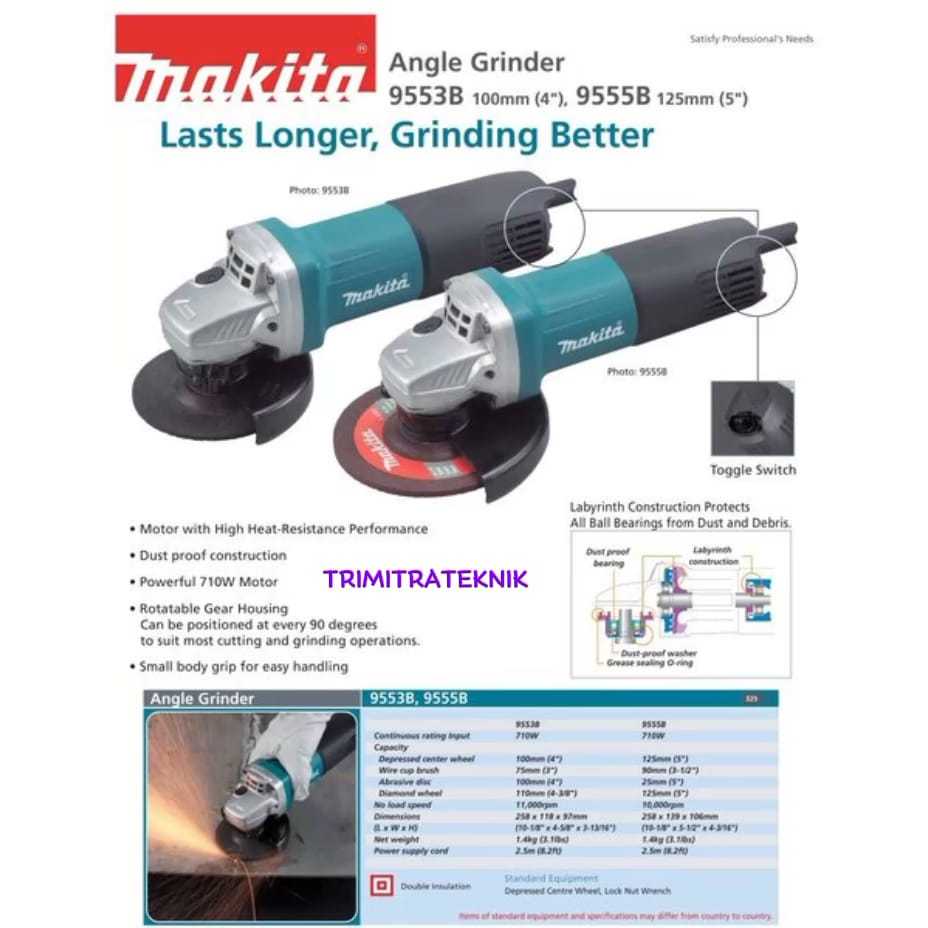 Mesin Gerinda Makita 9553B 4 INCH / Gerinda Tangan Makita / Makita 9553B