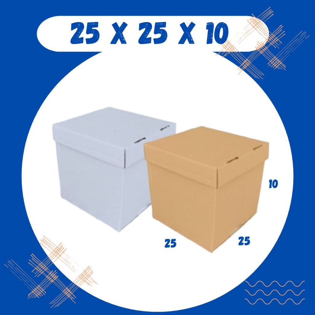 

Box Kado 25x25x30 / 25x25x20 / 25x25x10 (Set Top/Bot Heebe) Kardus Packing/Karton/Paking/Polos/Hampers/Boneka/Buah/Puding/Tart