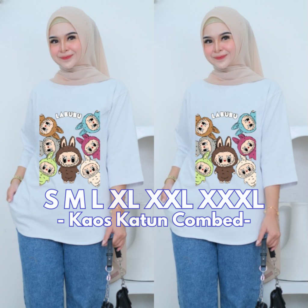 Blouse Wanita Jumbo New Labubu Blouse BO Bahan Kaos Katun Combed Size S M L XL XXL XXXL Baju Kaos Ov