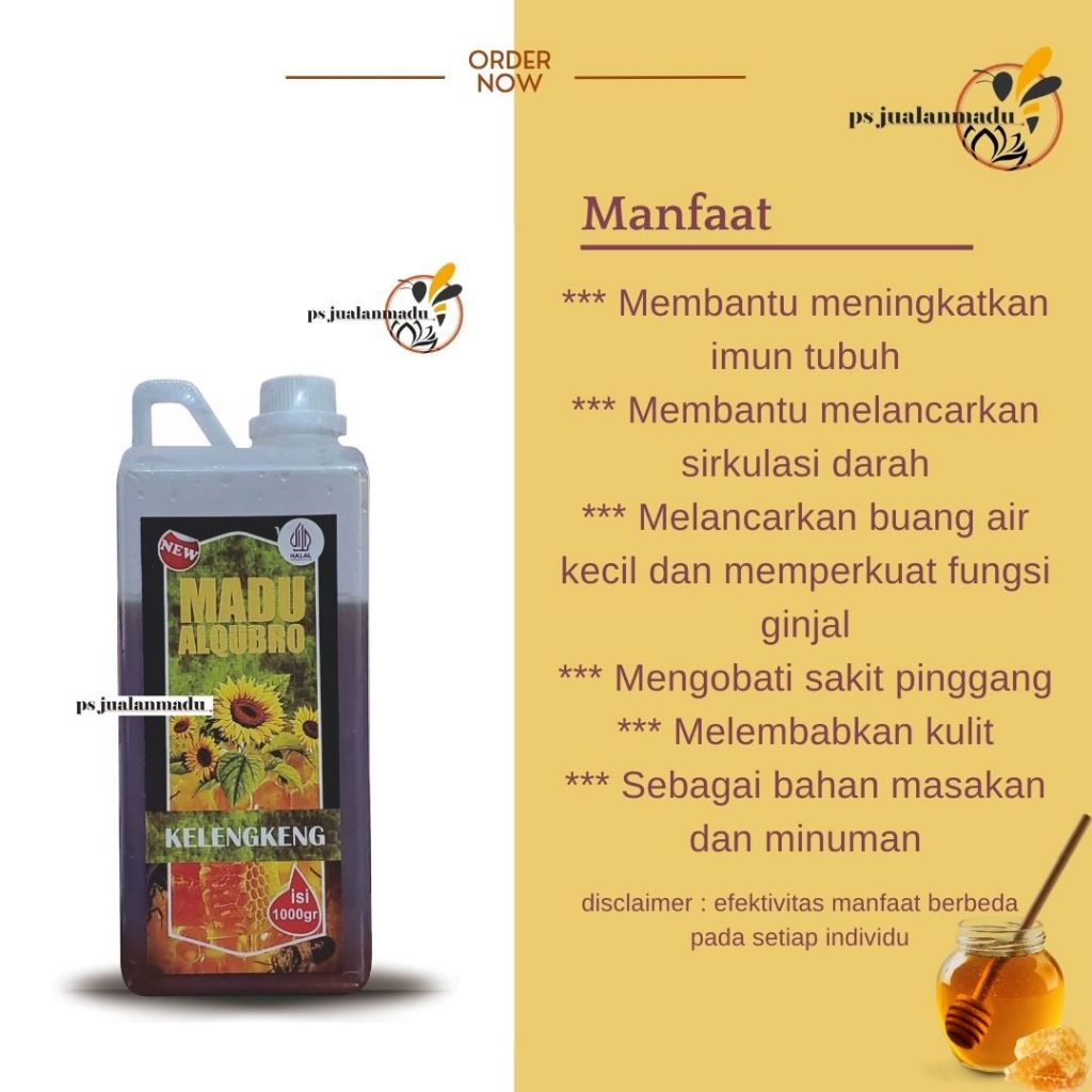 

Madu alam Al qubro : Kelengkeng kemasan 1 kg