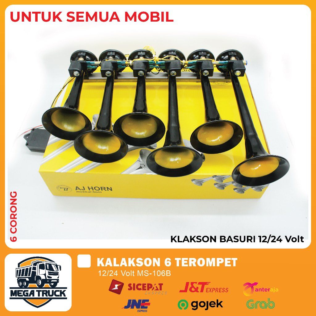 KALAKSON 6 TEROMPET BASURI 12/24 volt ms- 106B KLAKSON BASURI BUS