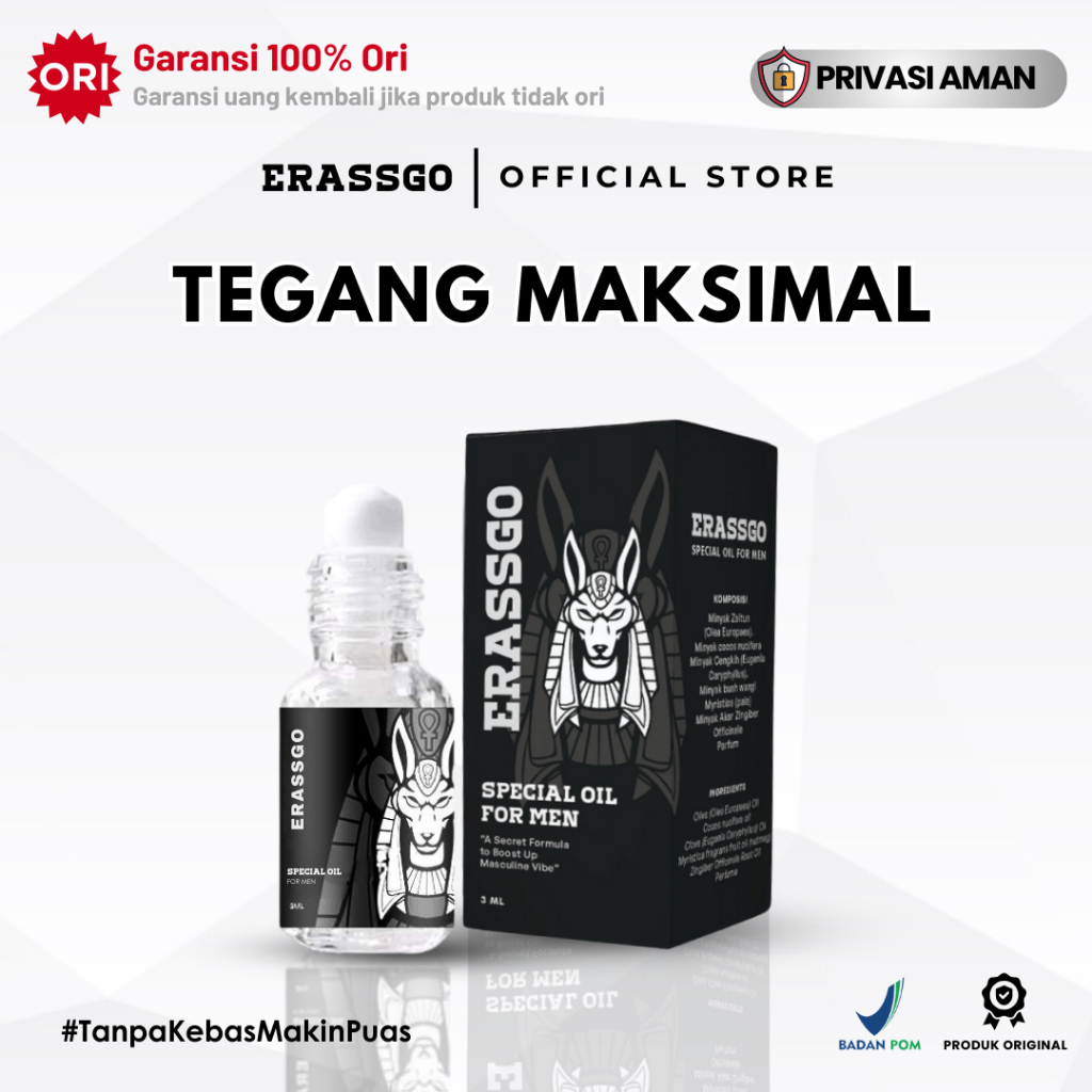 ERASSGO ORIGINAL Special Oil Minyak Oles Tahan Lama Ereksi Maksimal Keras Dan Tahan Lama