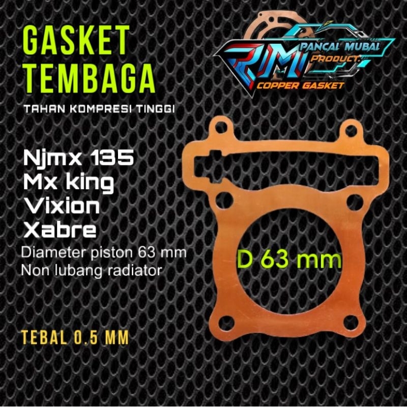 PACKING TEMBAGA GASKET BLOK HEAD JUPITER MX135 BORE UP 63 MM POLOS NON LUBANG RADIATOR PERPAK TEMBAG