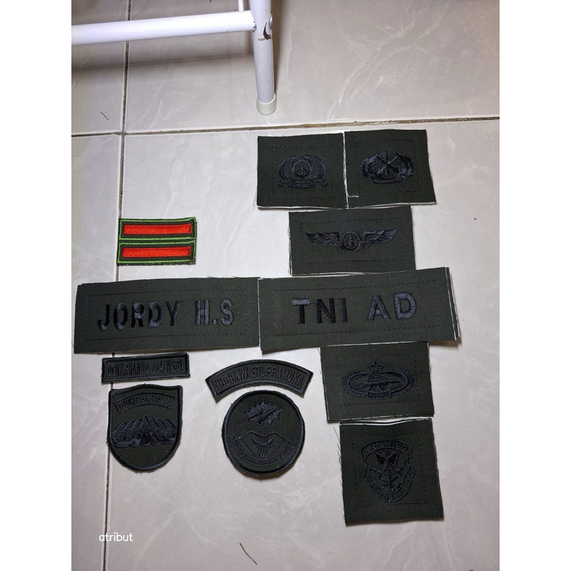 ATRIBUT BORDIR PAPAN NAMA PDL TNI AD AL AU BIASA TANPA PERKERAS
