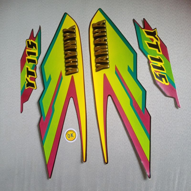 lis body striping stiker + Emblem Tangki Yamaha Trail YT115 YT Hijau muda kwkualitas bagus