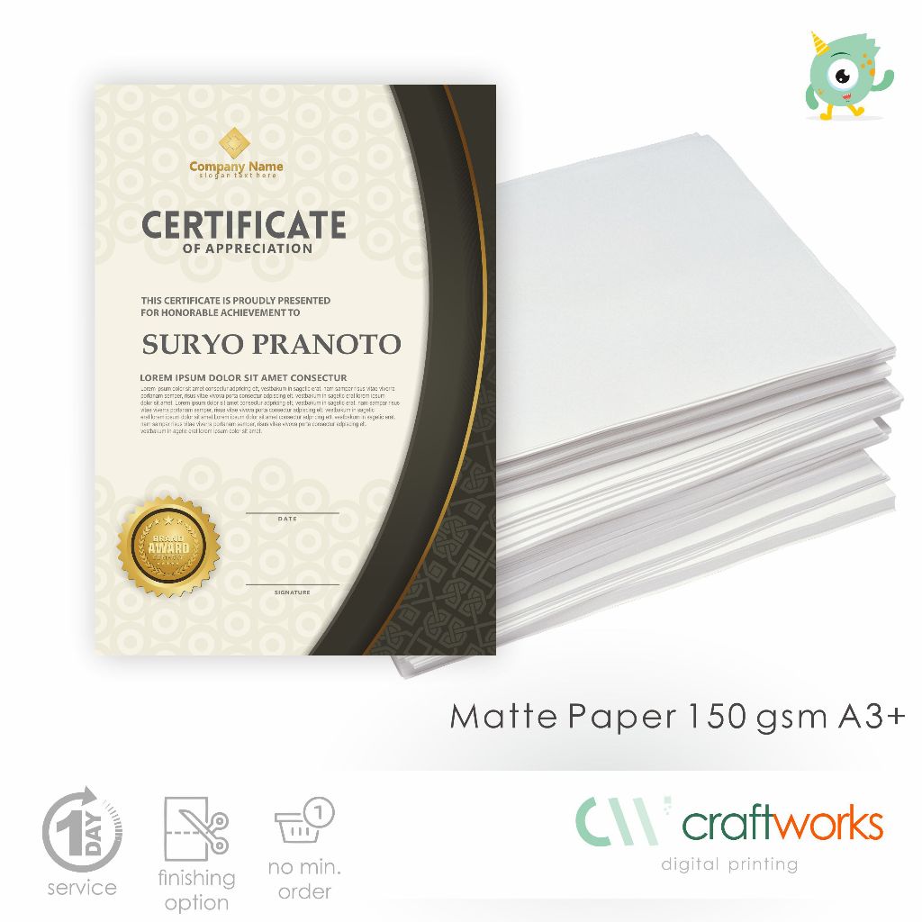 

CETAK MATTE PAPER DIGITAL PRINT A3+