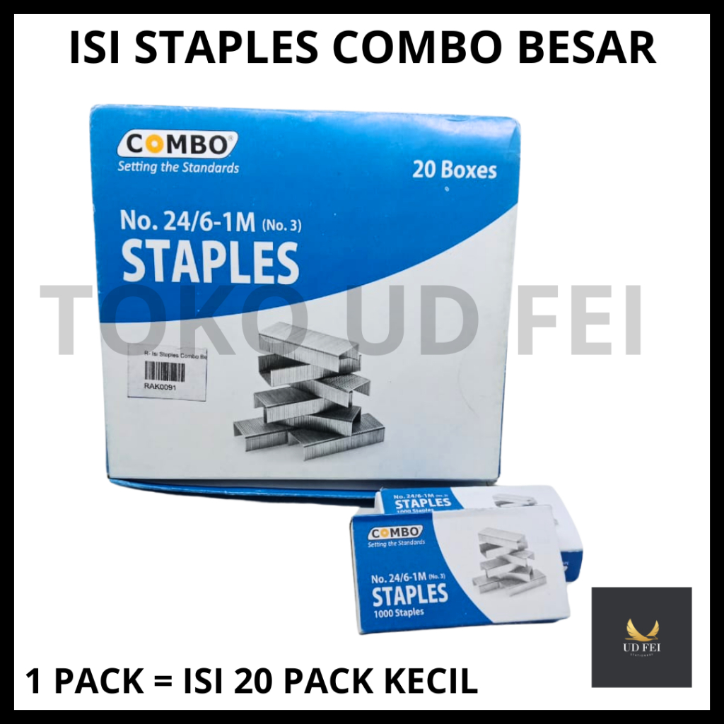(1 PACK = ISI 20 PACK KECIL) ISI STAPLES COMBO BESAR/ ISI STAPLES COMBO BESAR/ ISI STAPLES BESAR