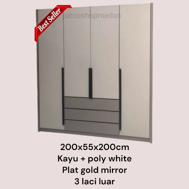 Lemari Pakaian 4 pintu Jumbo - Lemari Pakaian 4 pintu kaya Minimalis - Lemari pakaian 4pintu jumbo 2