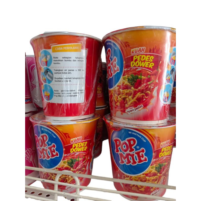 

Pop mie kuah ndower Mi instan cupRasa ayam pedas 75g