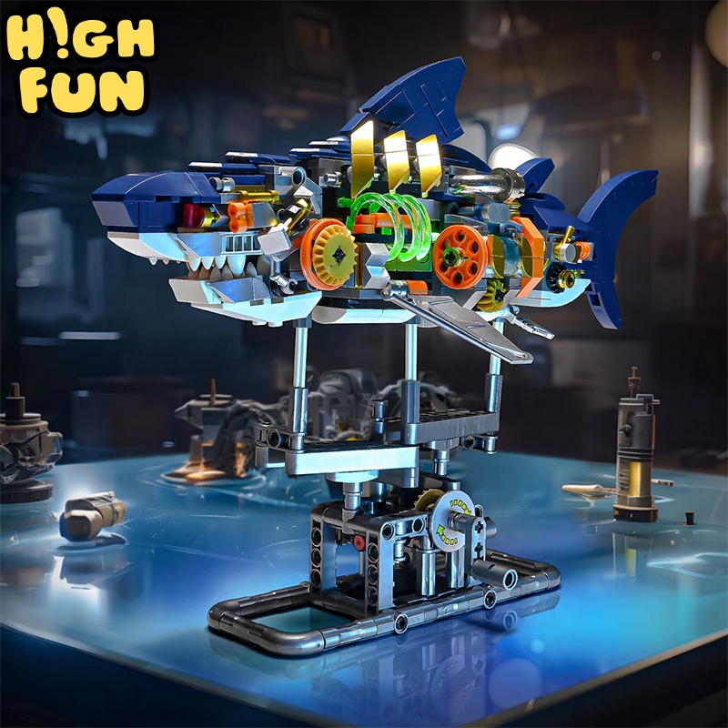 HighFun Nanoblok Mekanis -  Blok Pajangan Burung Beo, Hiu, & Kumbang Hercules