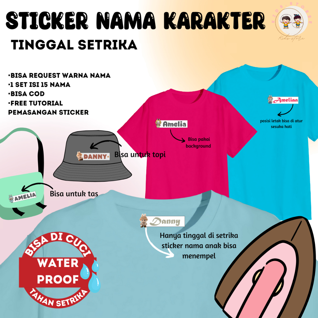 

kidsstore28 sehari jadi sticker label tempelan kain baju hijab baju tag label nama anak waterproof