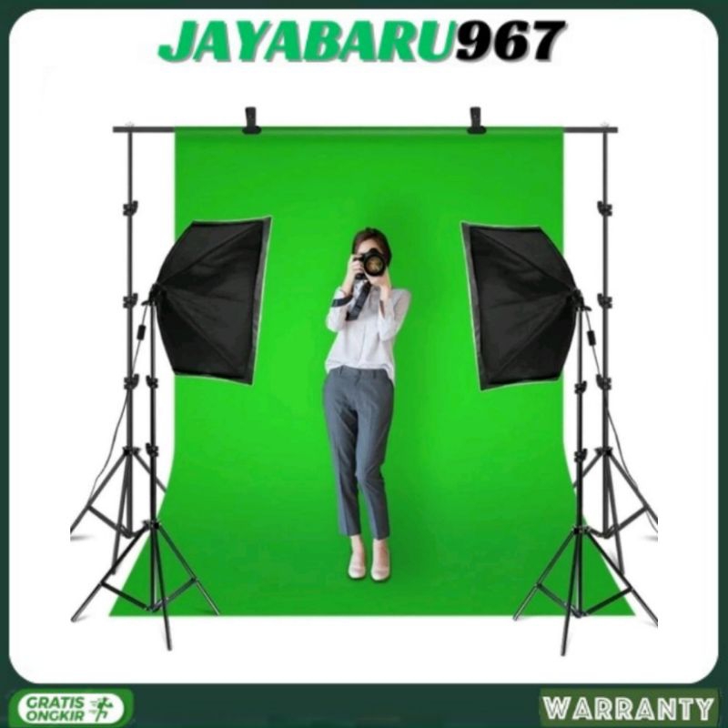 PAKET LENGKAP BACKGROUND STAND BACKDROP KAIN GREEN SCREEN