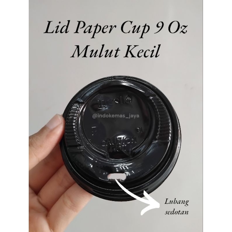 [5 pack] Tutup Paper Cup 9 Oz Mulut Kecil/ Lid Paper Cup/ Tutup Gelas Kertas/ Lid Paper Hot Cup Blac