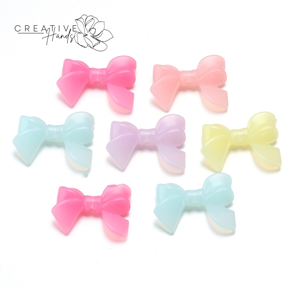 

✨COD✨【5pc】Akrilik Herkie Bow Lubang Manik -manik Vertikal Diy Aksesori Rantai Ponsel