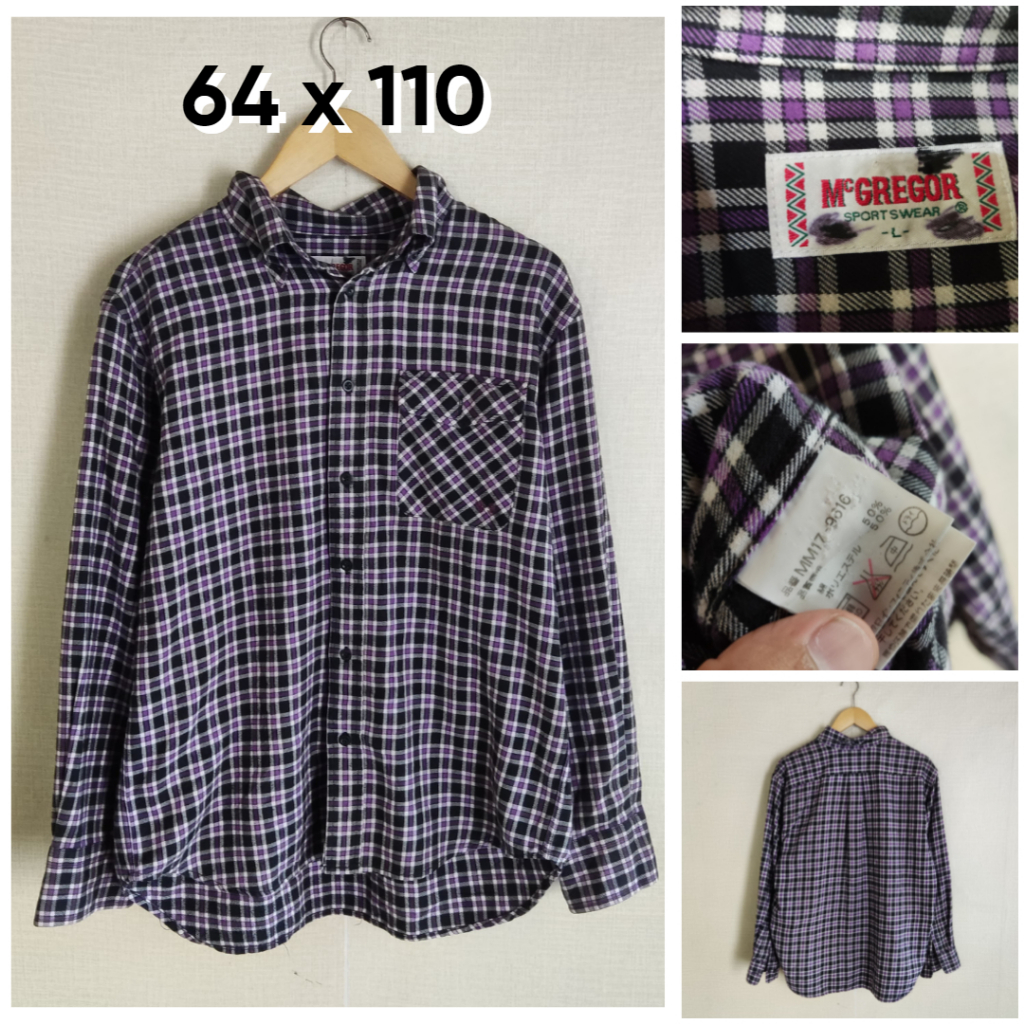 Kemeja Flanel McGregor Ungu Hitam Size L  Pria Wanita Atasan Outer Tebal Unisex ED793