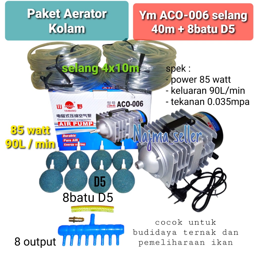 NAJMASELLER - Paket Aerator Kolam 8 Lubang Yamano ACO-006. Aerator Kolam besar. Untuk budidaya terna